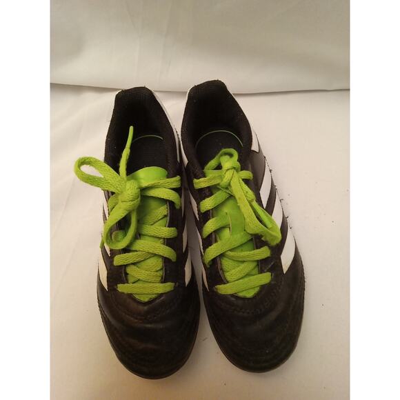 Adidas Soccer Cleats YOUTH Size 12.5, Black White Green Laces. - Picture 1 of 7